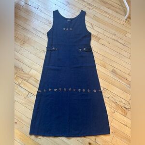 90s Sleeveless maxi Dress with Brown Button Accent
